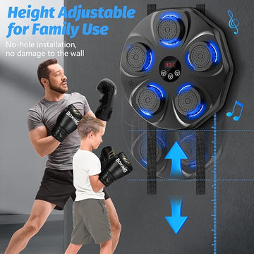 Wall Mounted Music INTELLIGEHT Boxing Machine with Gloves, Interactive Punch Training Fun
