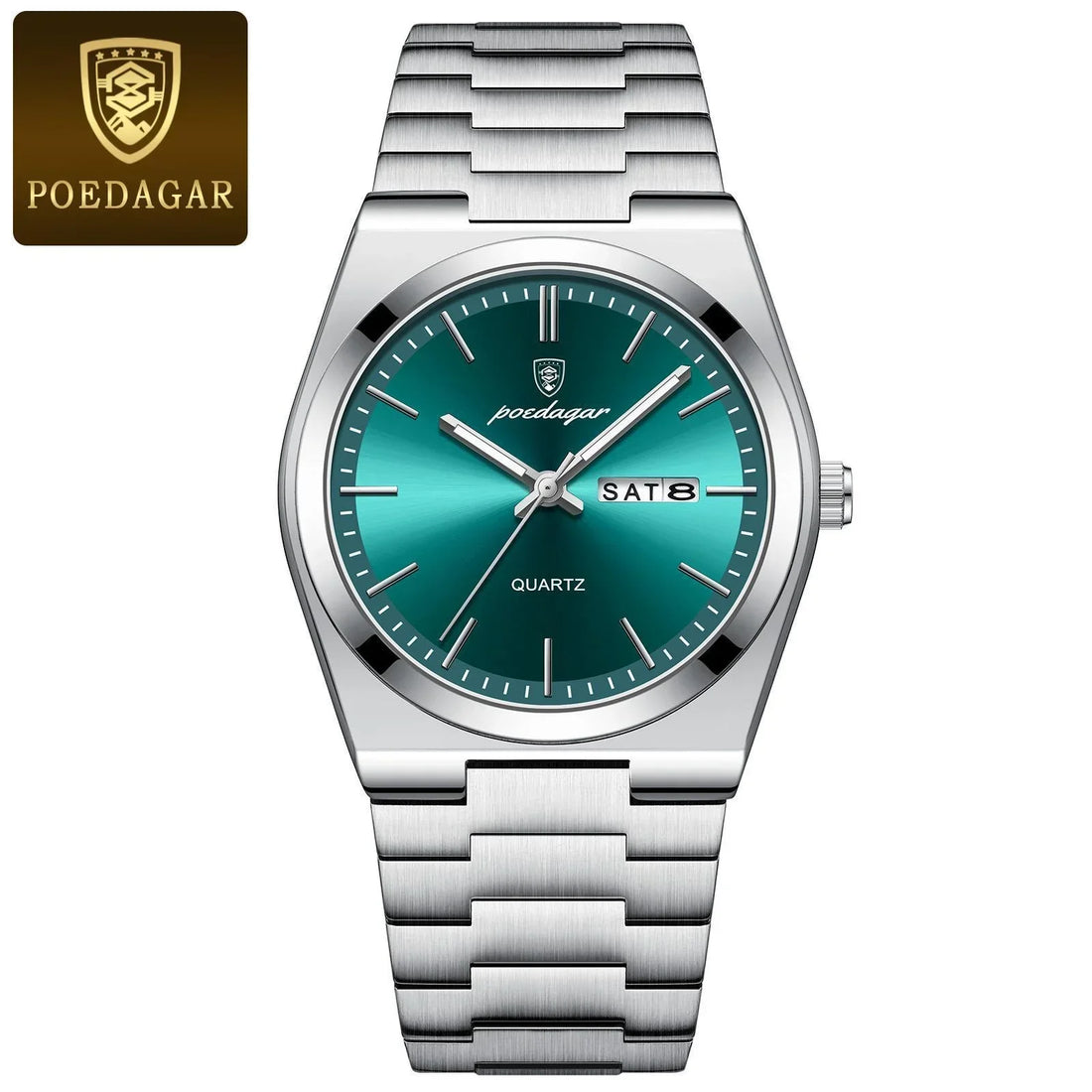 Poedagar Quartz Man Watch Waterproof Luminous Date Week Men Fashion Business Classic Watches Stainless Steel Men Watch
