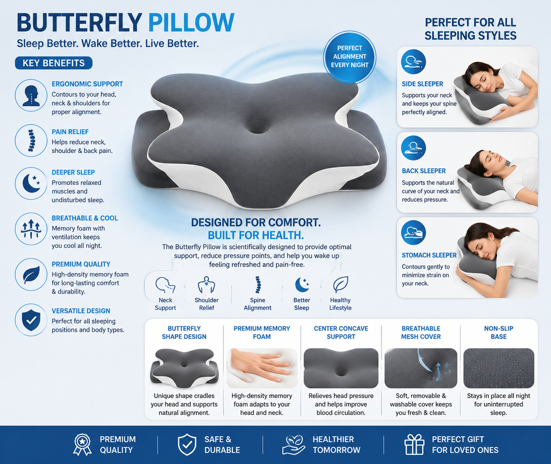 20% OFF Luxury Butterfly Ergonomic Memory Foam Pillow - Feel Fully Rested